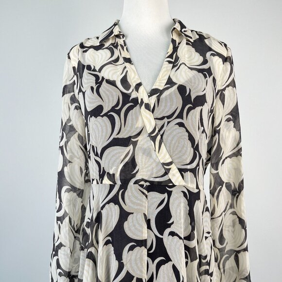 NWOT Mint Velvet Olivia Geometric Sheer Asymmetric Midi Dress US 6 UK 10 - Picture 3 of 13